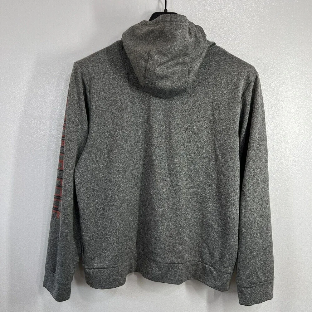 The North Face Drew Peak Hoodie Sweatshirt Mens Large Gray Log‎ Arm Print Casual
